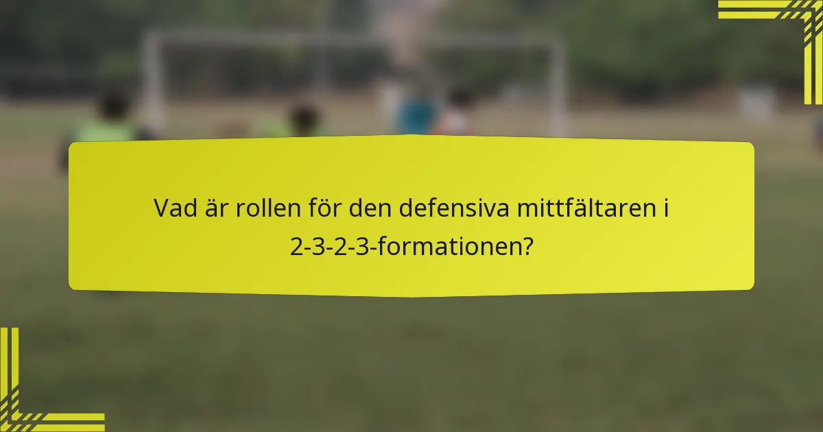 Vad är rollen för den defensiva mittfältaren i 2-3-2-3-formationen?